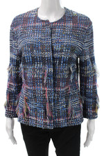 St. John Women Multicolor Tweed Checked Basic Jacket Size 8