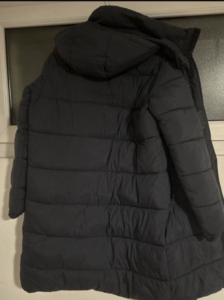 Men's Long Winter Puffer Jacket Size L Superdry Checkered Blue