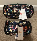 LUG Trolley + Mini Trolley Duo Cosmetic Travel Organizers Blue Multi Print NWT