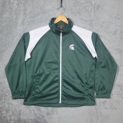 Harriton Track Jacket Mens XL Green Michigan State Spartans Full Zip