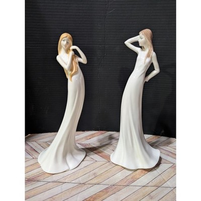 Unicorn Studio Fine Porcelain 12.25 inch Standing Lady Girl Figurines Set Of Two