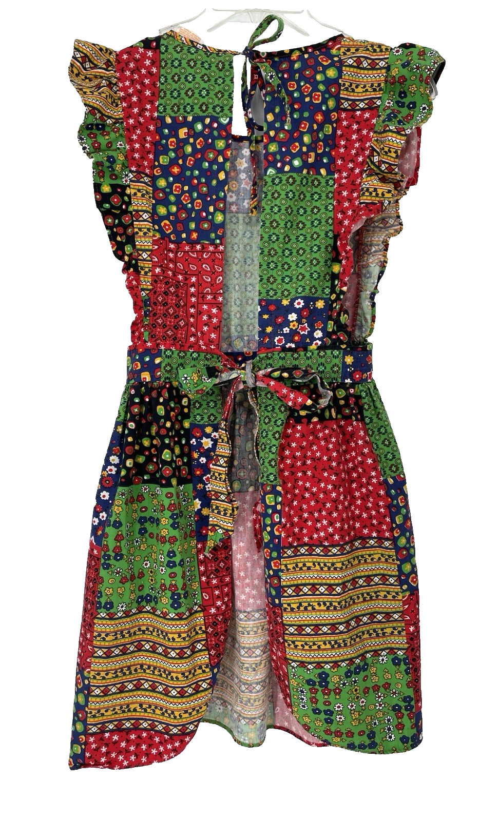 VTG 60s Patchwork Print Ruffled Apron Hippie Pina… - image 11