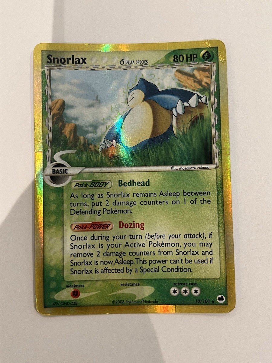 how rare are delta species pokemon cards Snorlax 10/101 Holo Rare Delta Species EX Dragon Frontiers HP Pokemon Card