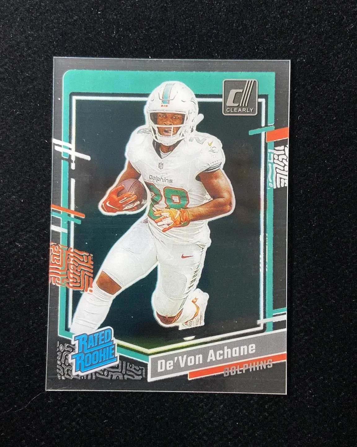 2023 Panini Clearly Donruss #59 De'Von Achane RC Rated Rookie Dolphins JP