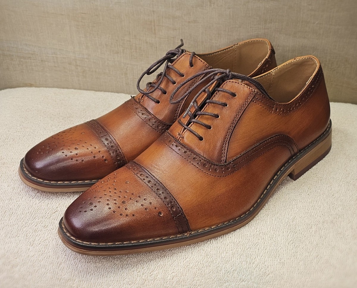 La Milano Landen Men’s Cognac Leather Cap Toe Oxford Dress Shoes Size 11 Amazon.com | La Milano Men main image 3