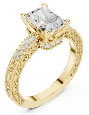 Certified 2.1 Ct Radiant Lab Grown Diamond Elegant Proposal Ring 14k Gold Over