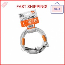 BV Dog Tie Out Cable 25 Feet - Heavy Duty Dog Lead up to 90 Pounds - Reflective