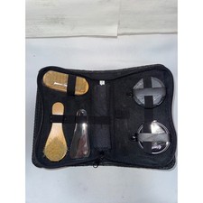 Giant Shoe Shine Kit Travel Set Black Snakeskin Case Polish Brushes Shoe Horn