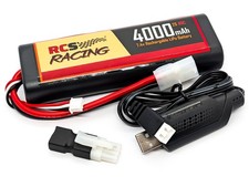 Tamiya Style Lipo Battery 7.4V 2S, 4000mAh 80C  +Deans Adaptor + USB Charger