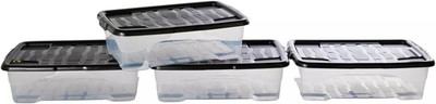 4 X 30 Liter Stapelbare Aufbewahrungsbox Aus Kunststoff Und Deckel Mit Aufsteckb