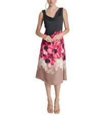 DKNY Petite Placement-Print Satin Dress MSRP $139