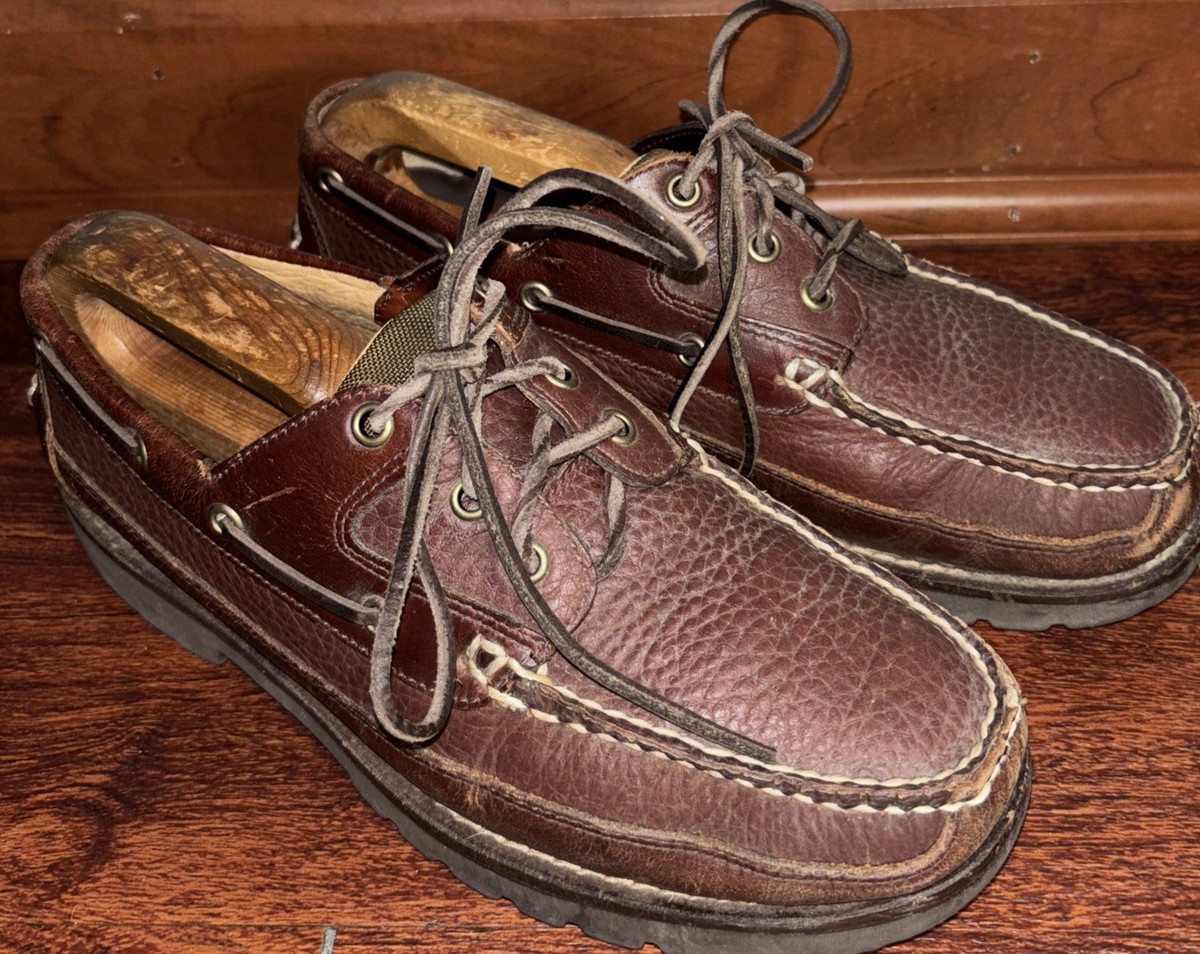 L.L. Bean Men\'s Allagash Bison Leather Driving Loafers  Mocs Two Tone Size 10 L.L.Bean Allagash Bison Handsewn Penny Loafers Men main image 2