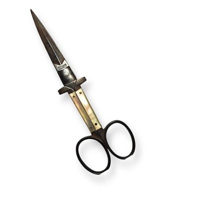 Antique Victorian ''Prostitute s Dagger'' Scissors - Mother of Pearl . Henckels