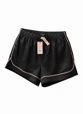 Victoria's Secret Black Satin Shorts with Light Pink Lining Size Medium