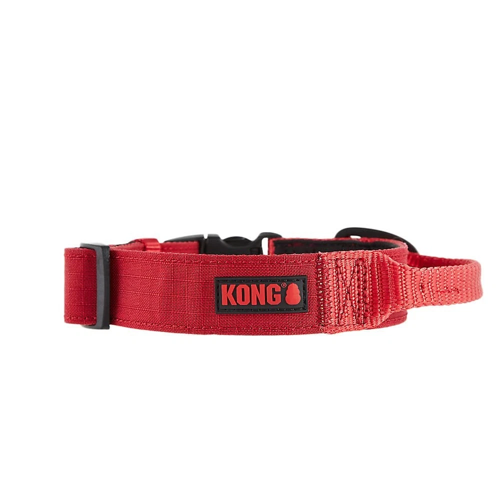 KONG Ultra Durable Padded Dog Collar with Comfort Handle Adjustable Large Red