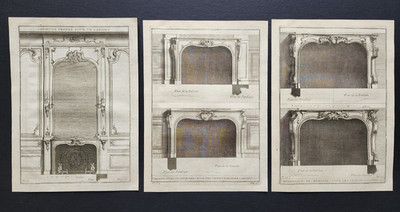 1738 Antike Französische Rokoko Architektur Gravuren - Schornstein Design Drucke