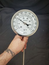 90 Angle Industrial Thermometer 0 to 250 5.25" Stem New Out Of Box