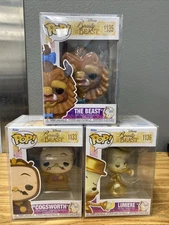 Funko Pop! Beauty and the Beast #1133,1135,1136 Beast Lumiere & Cogsworth  Read