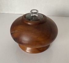 Wood Oil Lamp Arbutus Wood Hand Turned Signed Bob McKay 3.5  Tall Unique