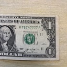 Trinary Fancy Serial Number,  One Dollar Bill (6-7’S) K 75747777 F 2013 — photo 2