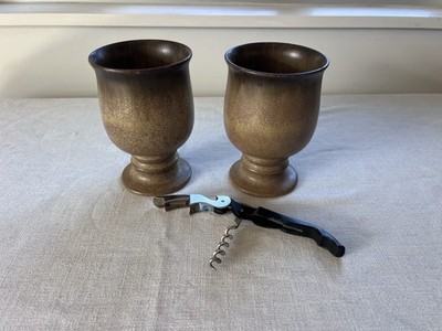 Denby Romany Footed Goblets Set of 2   Vintage Stoneware   England