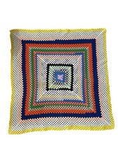 Granny Crochet Lap Blanket Small Throw Quilt 53 x53 Multicolor Handmade Quality