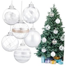 6 Pcs 4 Inch Large Christmas Ball Ornaments Clear Plastic Christmas Ball White