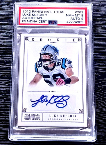 LUKE KUECHLY 2012 PANINI NATIONAL TREASURES AUTOGRAPH RC /99 #262 PSA 8 AUTO 9