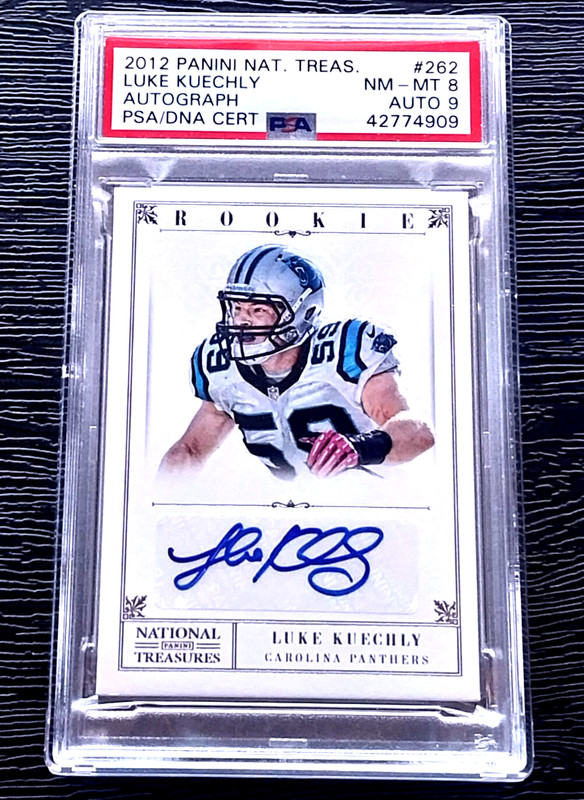LUKE KUECHLY 2012 PANINI NATIONAL TREASURES AUTOGRAPH RC /99 #262 PSA 8 AUTO 9