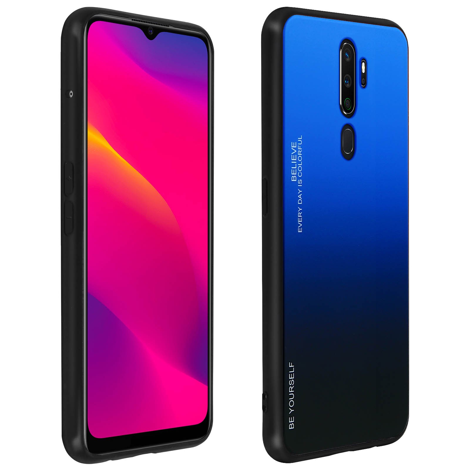 Housse Oppo A5 2020 antichoc avec pare-chocs blindes pour protection bleue