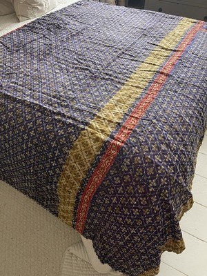 Vintage Indische Handarbeit Patchwork Kantha Tagesdecke Baumwolle Decke