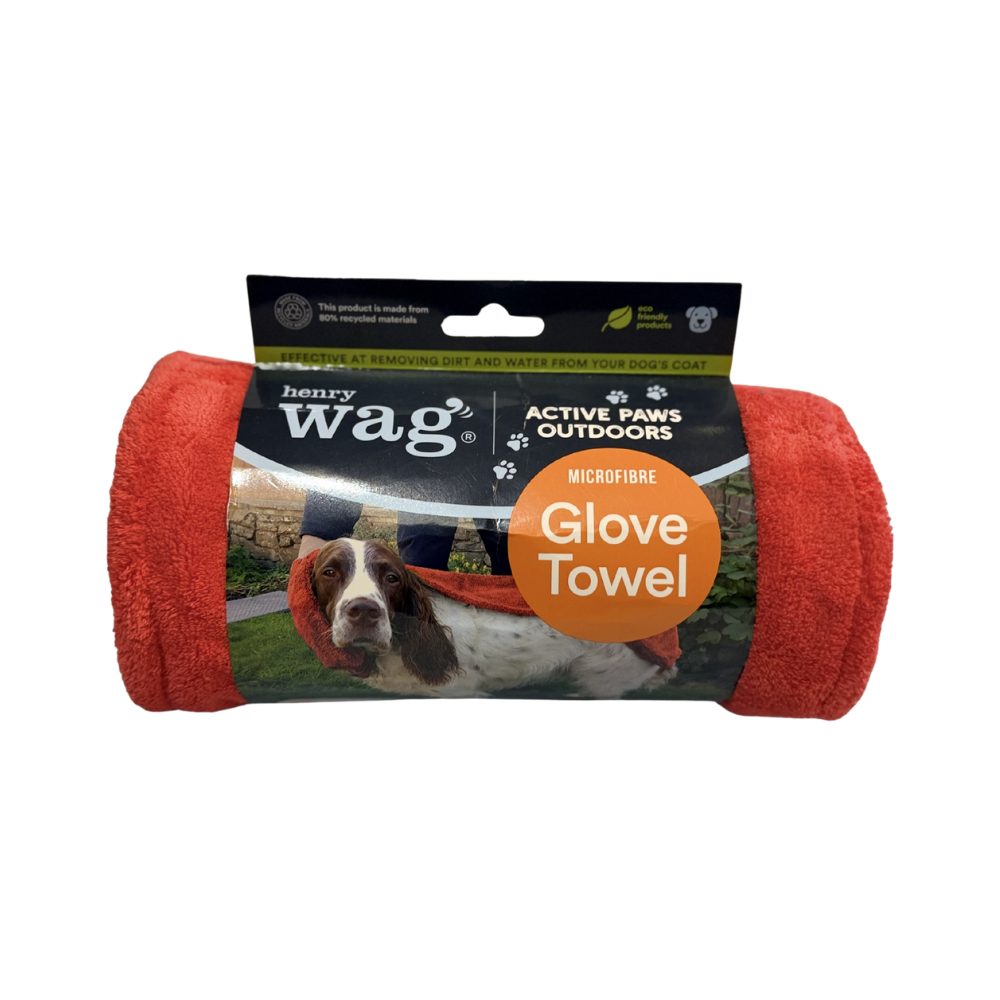 Henry Wag Red Glove Drying Towel, Effective at Cleaning Muddy Paws Post Walk