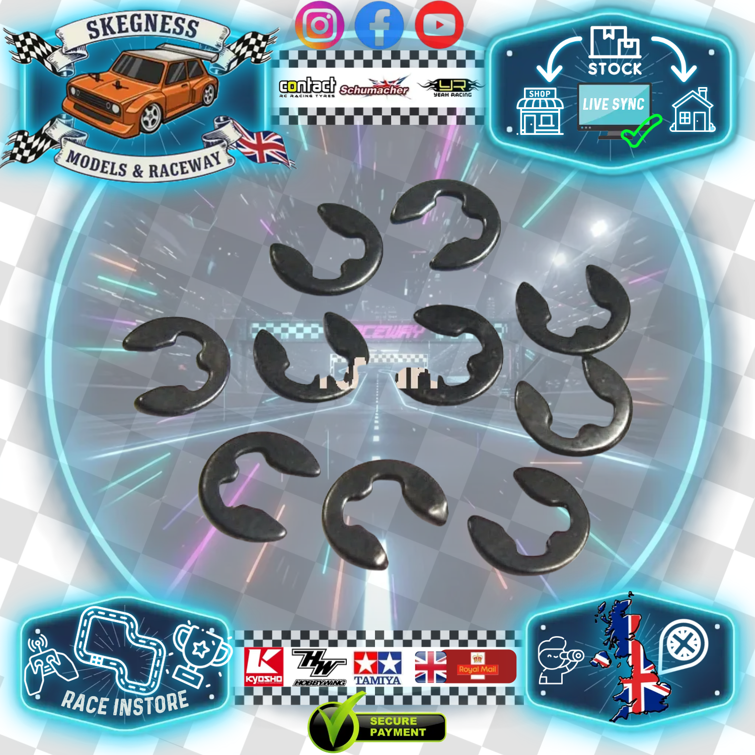 Yeah Racing - E-Ring (C-Clips) (E 3.5mm) 10pcs - ER-0005