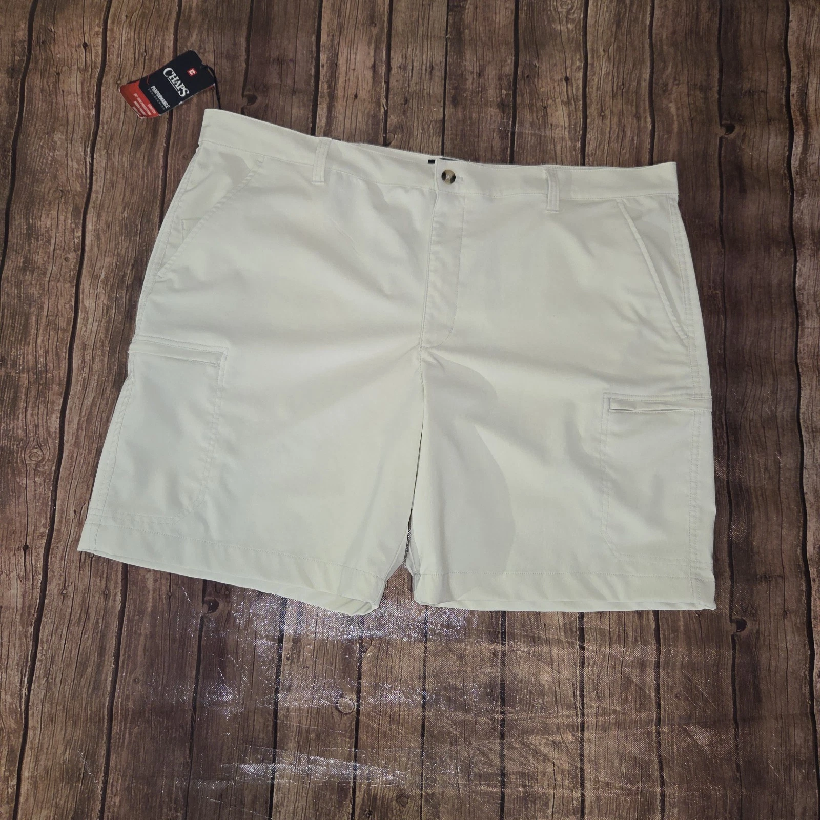 Chaps Golf Performance Shorts Mens 44 Big Beige 9" Inseam UPF 50+ Dadcore