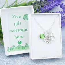 Four Leaf Clover Necklace, Personalised Jewellery, Good Luck Gifts, Lucky Charm