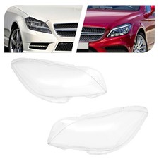 Pair Headlight Lens Cover Clear For 2010-2014 Mercedes Benz W218 CLS350/500/550