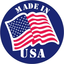 12 Pack Made In USA Wavy American Flag Circle Bumper Stickers Made in America