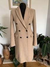 Zara Camel Wool Blend Overcoat Size S - Coat Jacket Biege Brown Double Breasted