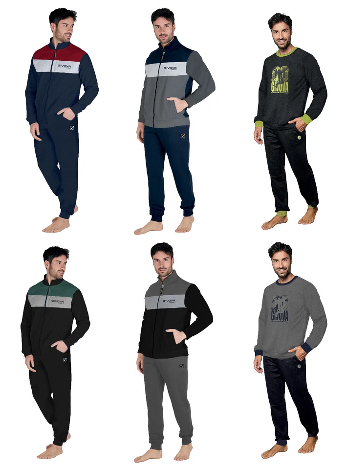 GIVOVA Tuta Intera Uomo da Casa, Completo Homewear Felpato in Vari Modelli