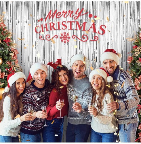 3 Pack Silver Foil Fringe Curtain Backdrop Party Decoration Photo 3.3 x 9.9 Ft - Picture 6 of 7