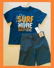 NWT Boys 5 Gymboree  GONE SURFIN  2pc Cotton SHORTS  TOP Set Outfit SURF MORE
