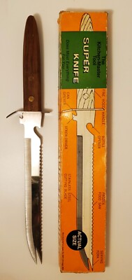 vtg Japan SNP Chicago SUPER KNIFE Kitchen Master Tool wood stainless steel w box