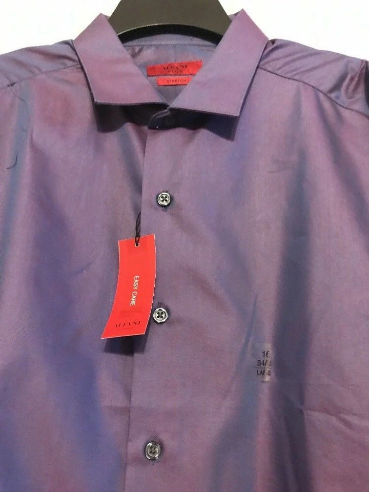 Aleani резинке эластичная рубашка мужская длинным рукавом размер 16 34-35 фиолетовый новый корабль 24hr - Изображение 2 из 4