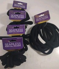 Donna Seamless Black Ponytail Holders, Small, 12 Pcs X 4 1 Large 8 PCs  5 Pk