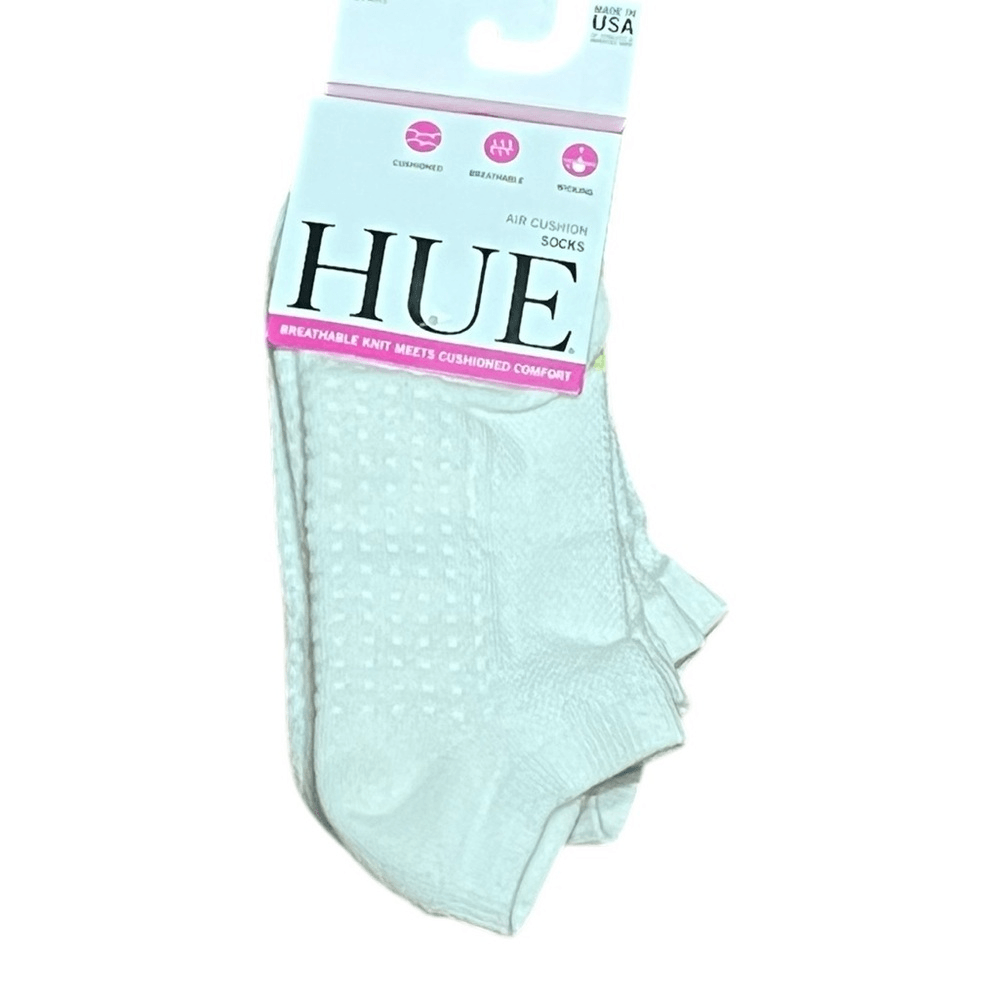 HUE Air Cushion No Show Socks, White, 3 Pairs, One Size, NWT-image