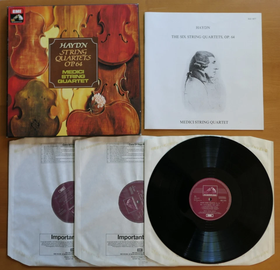 SLS 5077 Haydn String Quartets Op. 64 Medici String Quartet NM 3LP Quad EMI - Image 3 of 4