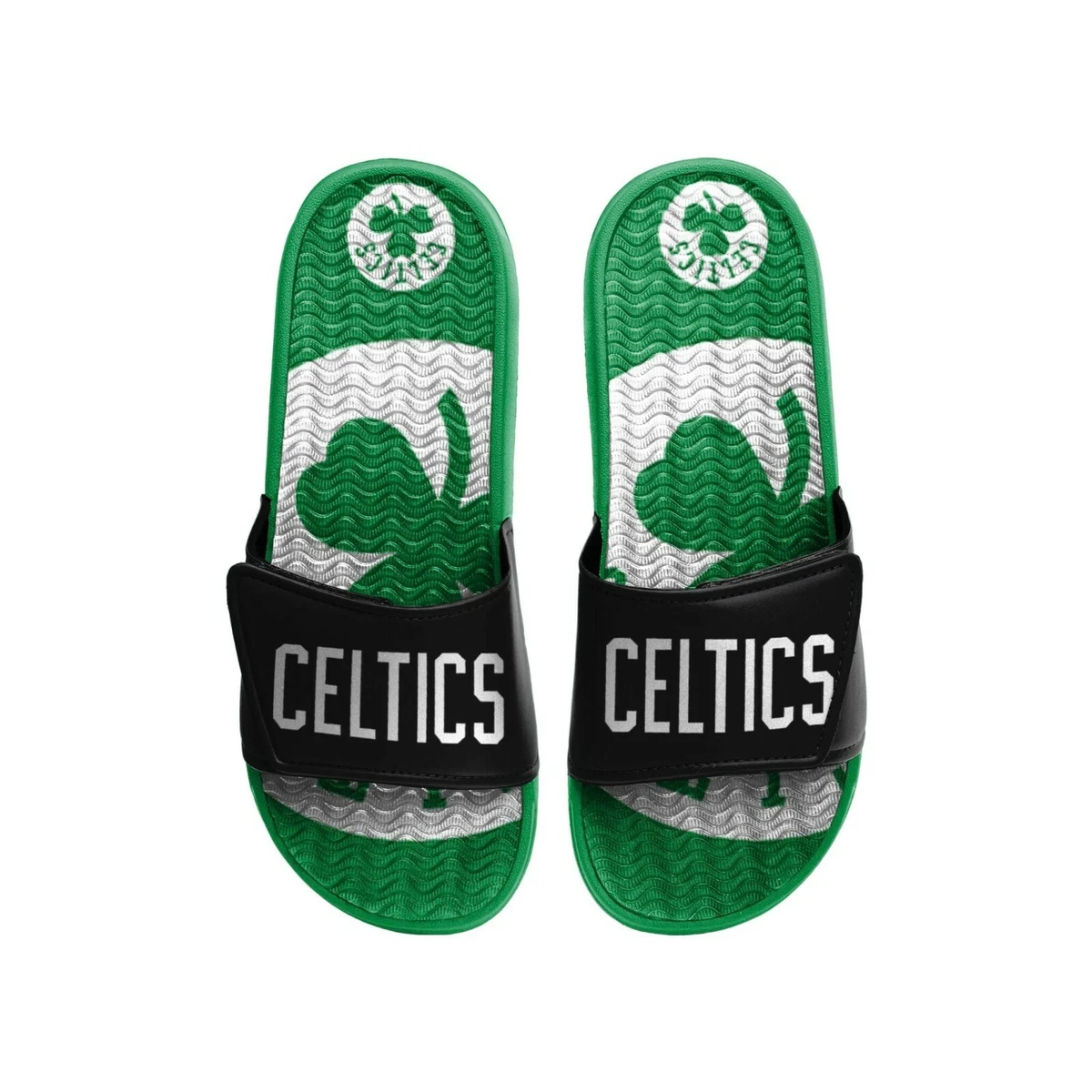 Boston Celtics 2021 NBA Men s Wordmark GEL Slide On Sandal FREE SHIP