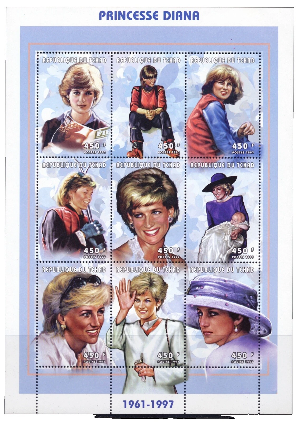 Mint Never Hinged/MNH Chad Famous People Postal Stamps