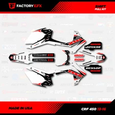 White & Red Shift Racing Graphics kit fits Honda Crf450 13-16 Crf 450 Decal