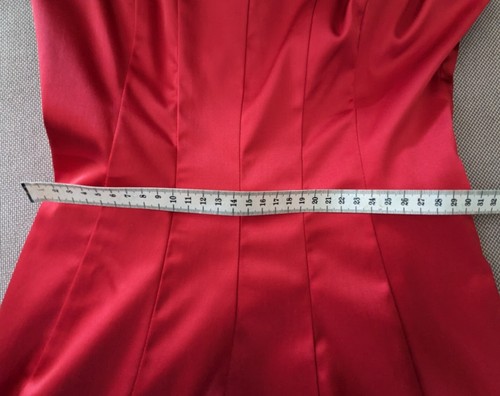 Review Ladies Dress Size 6 Red A-Line Sweetheart Neckline Lined Pleated Wedding - Picture 10 of 13